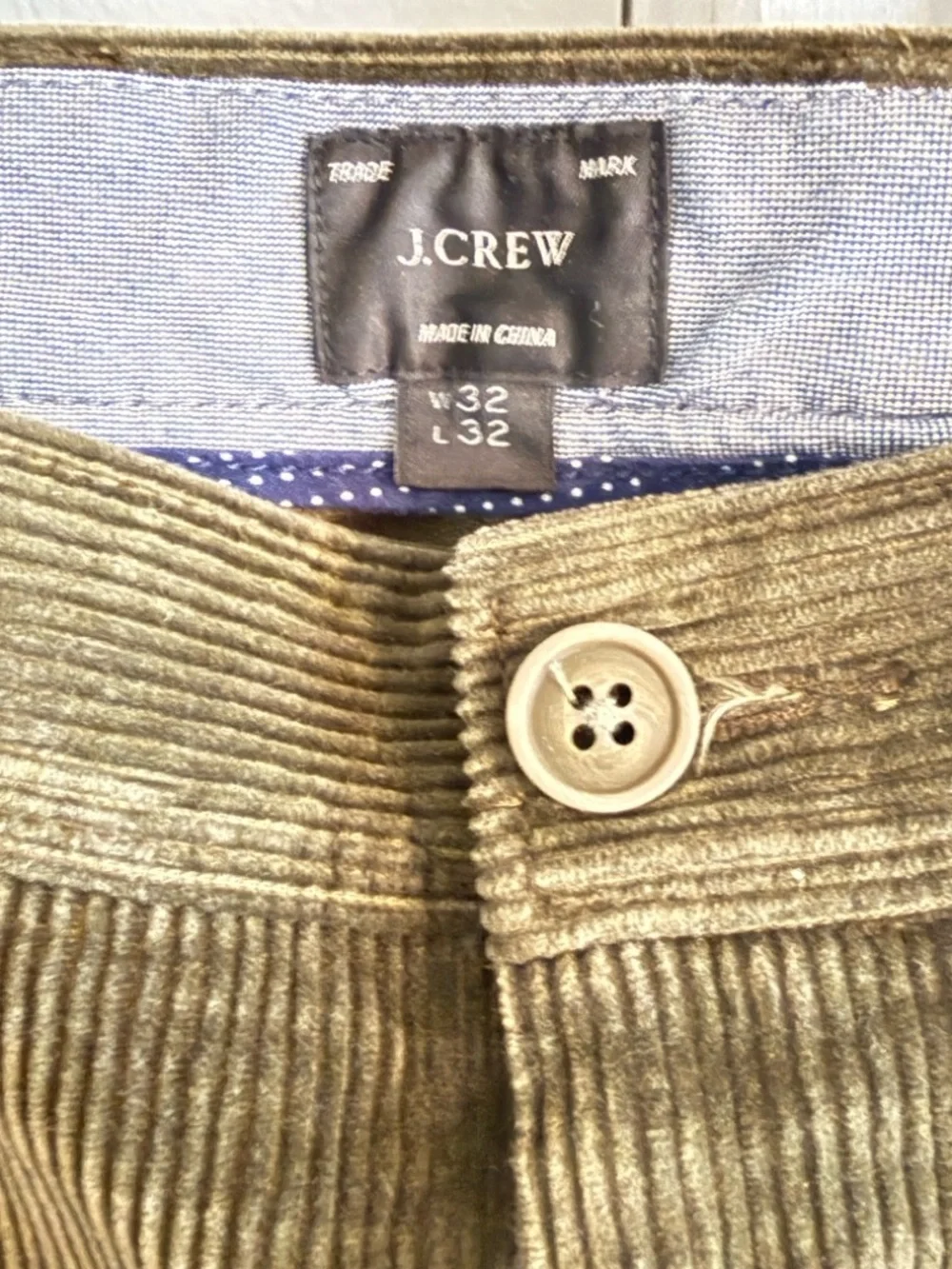 J.Crew Classic Men’s Corduroy Pleated Pants - Olive Green 32x32